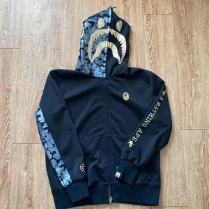 Bape | Jackets u0026 Coats | Bape X Travis Scott Black Gold Shark Hoodie |  Poshmark